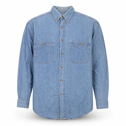New Fast Mens Blue Cotton Button-Up Size M Collared Button