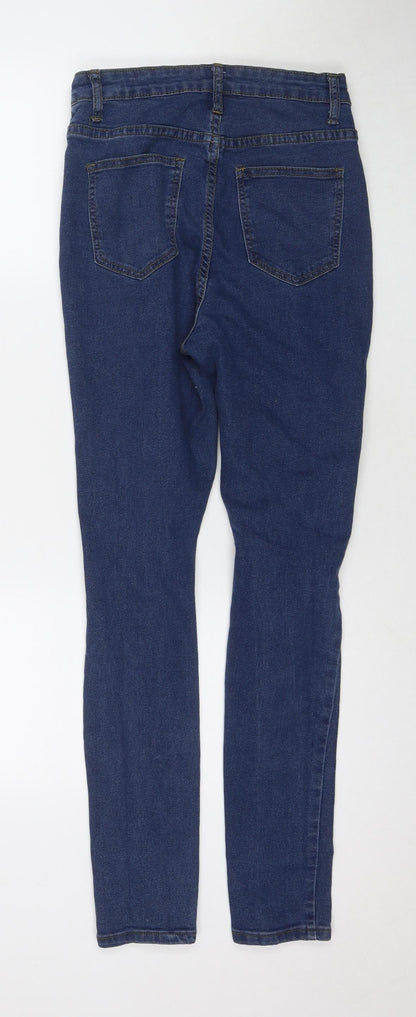 Boohoo Womens Blue Cotton Skinny Jeans Size 10 L29 in Regular Zip