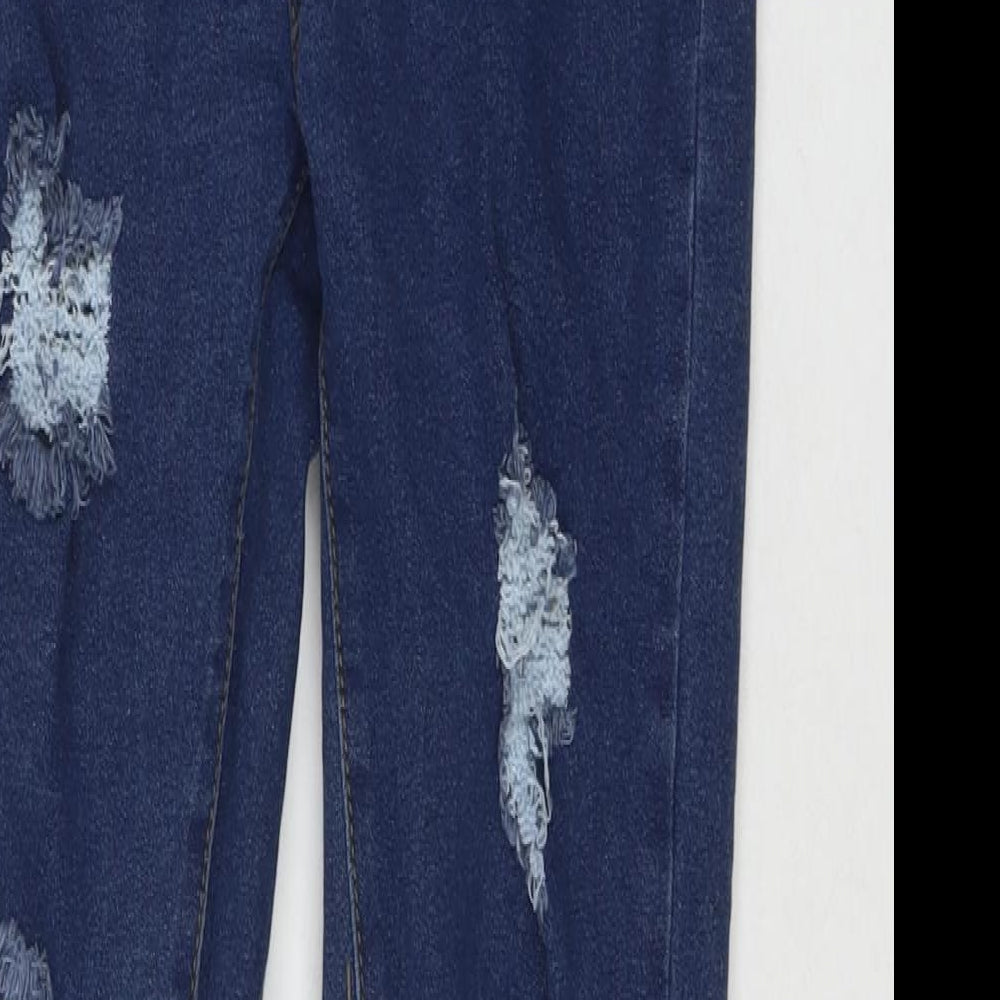 Boohoo Womens Blue Cotton Skinny Jeans Size 10 L29 in Regular Zip