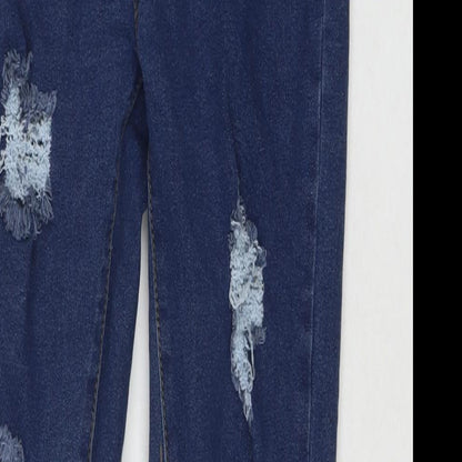 Boohoo Womens Blue Cotton Skinny Jeans Size 10 L29 in Regular Zip