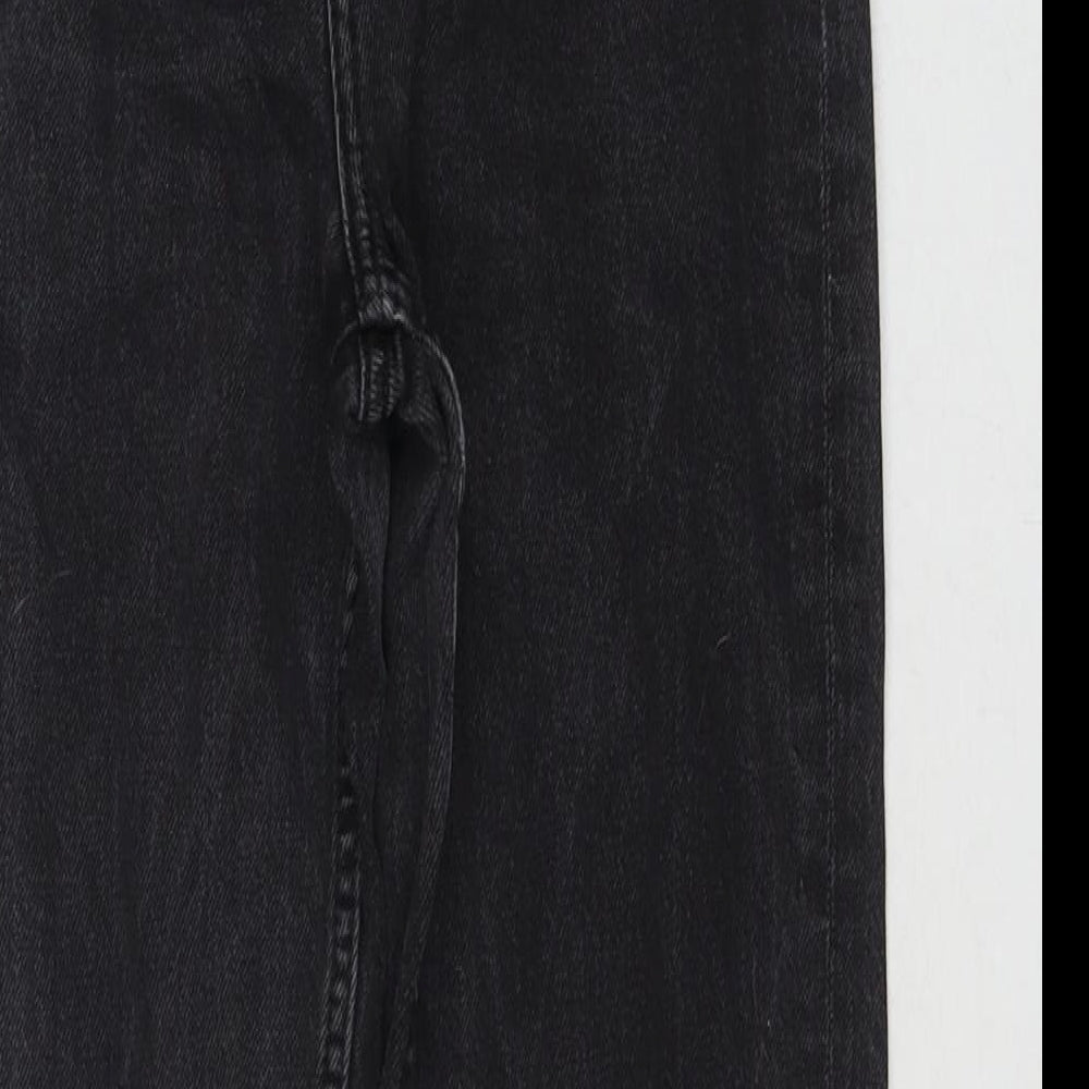 Zara Womens Black Cotton Mom Jeans Size 6 L27 in Regular Zip