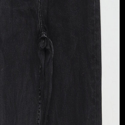 Zara Womens Black Cotton Mom Jeans Size 6 L27 in Regular Zip
