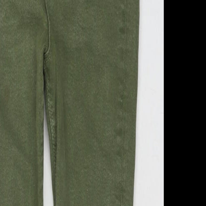 Zara Womens Green Cotton Straight Jeans Size 8 L26 in Regular Zip