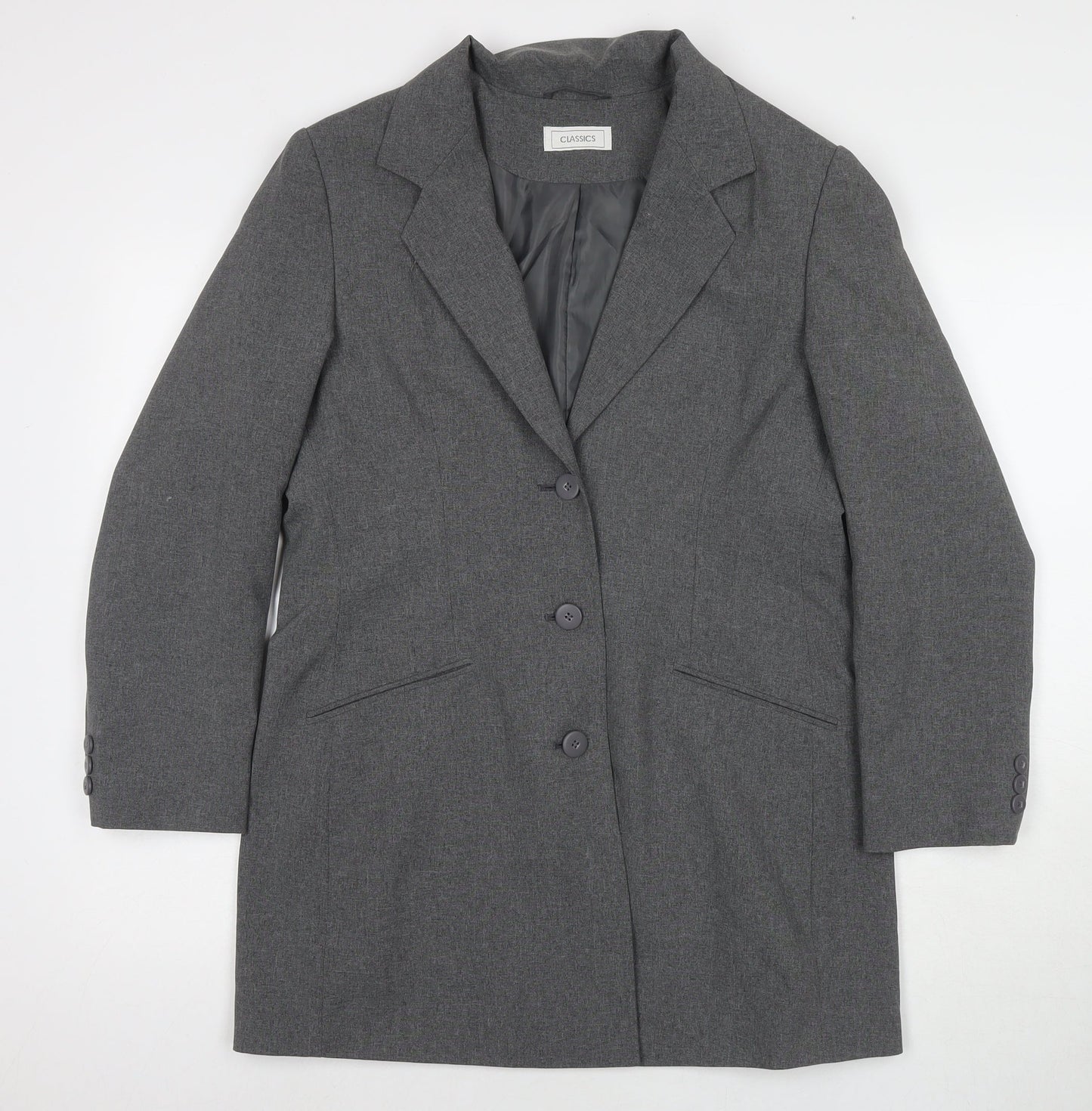 Classics Womens Grey Jacket Blazer Size 12 Button