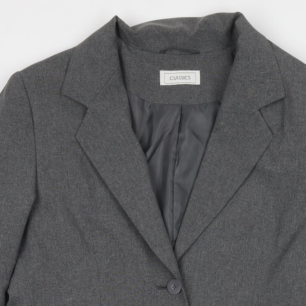 Classics Womens Grey Jacket Blazer Size 12 Button