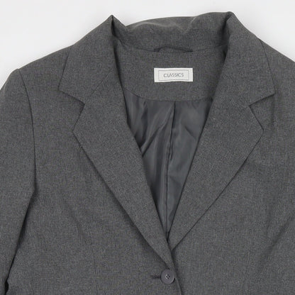 Classics Womens Grey Jacket Blazer Size 12 Button