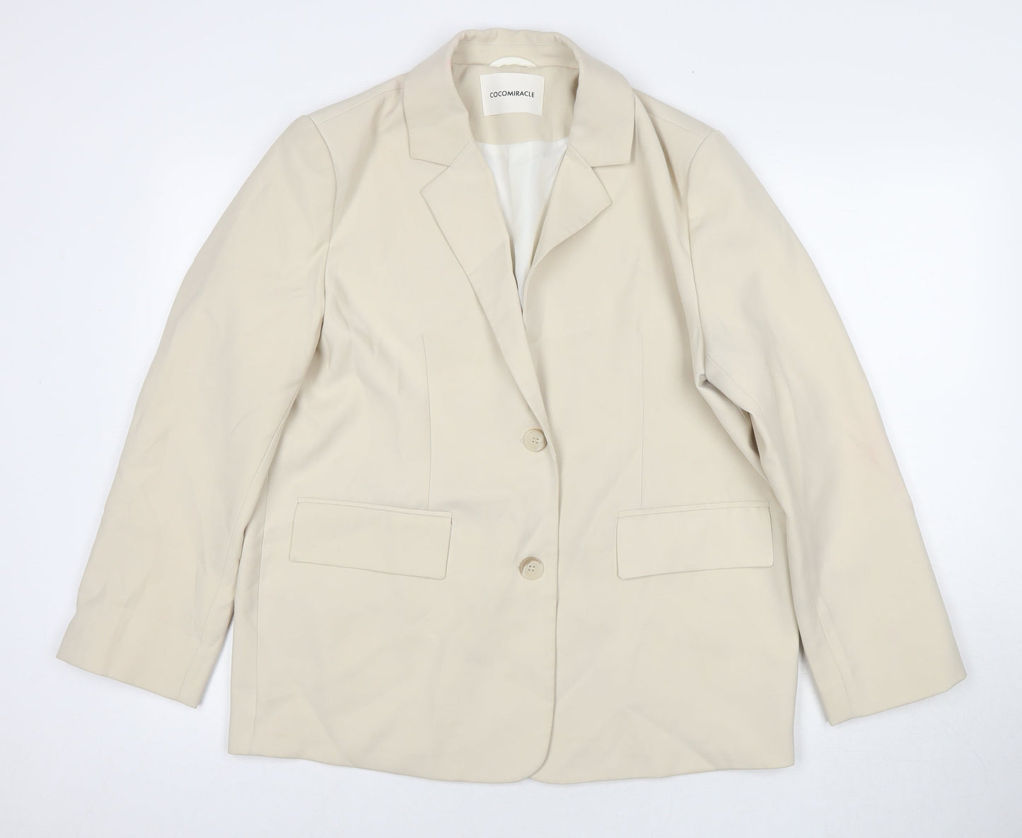 Cocomiricle Womens Beige Jacket Blazer Size L Button