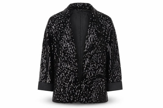 Amour Womens Black Jacket Blazer Size 10 - Sequin Detail