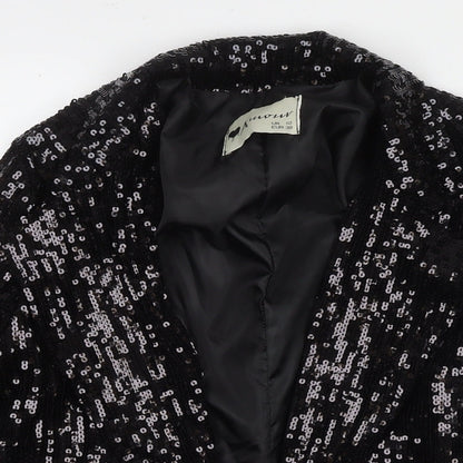 Amour Womens Black Jacket Blazer Size 10 - Sequin Detail