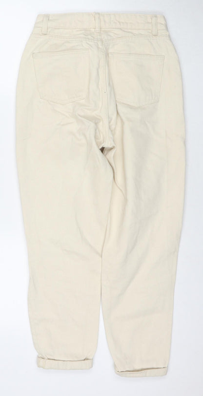 Denim & Co. Womens Beige Cotton Mom Jeans Size 6 L24 in Regular Button