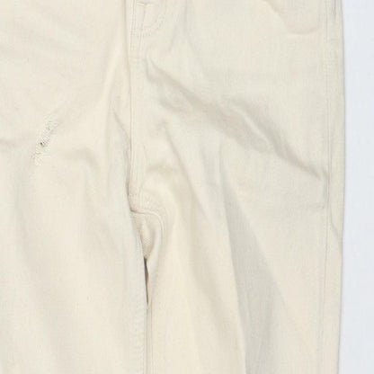 Denim & Co. Womens Beige Cotton Mom Jeans Size 6 L24 in Regular Button