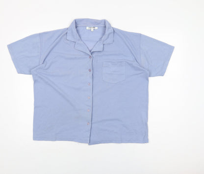 Nature Republic Womens Blue Cotton Basic Button-Up Size L Collared