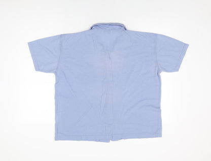 Nature Republic Womens Blue Cotton Basic Button-Up Size L Collared