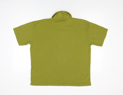 Design Essentials Womens Green Cotton Basic T-Shirt Size M Collared - Size M/L