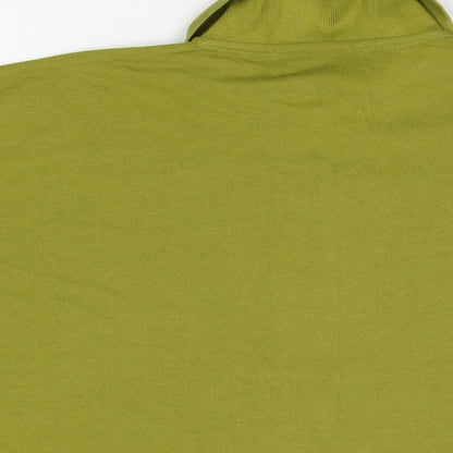 Design Essentials Womens Green Cotton Basic T-Shirt Size M Collared - Size M/L