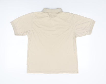Marlboro Classics Mens Beige Cotton Polo Size L Collared Button