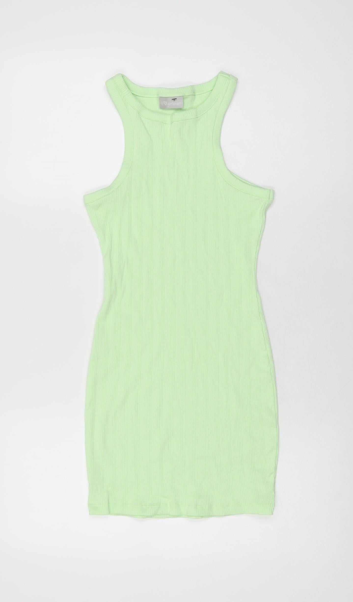I Love Girls Wear Girls Green Cotton Mini Size 11 Years Round Neck Pullover