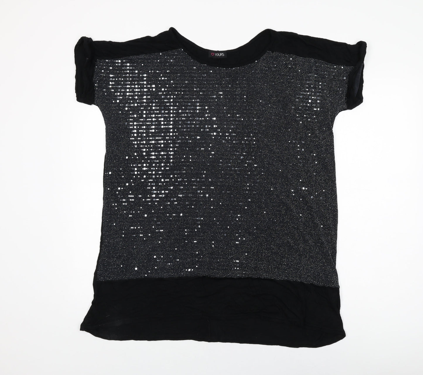 Womens UK Size 18 Love Yours Black Basic T-Shirt