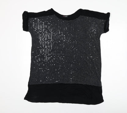 Womens UK Size 18 Love Yours Black Basic T-Shirt