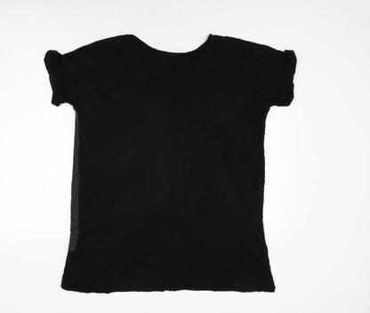 Womens UK Size 18 Love Yours Black Basic T-Shirt