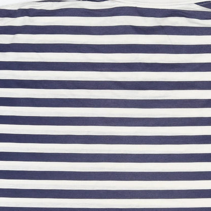 Grenadier Mens White Striped Polyester Polo Size L Collared Button