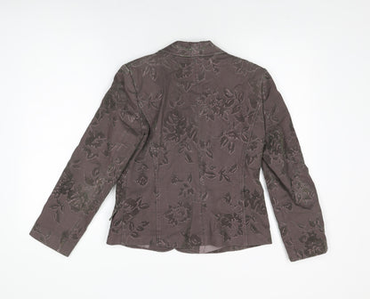 Minuet Womens Brown Floral Jacket Blazer Size 10 Button