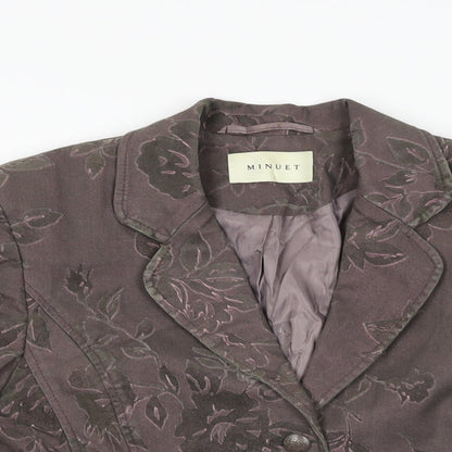 Minuet Womens Brown Floral Jacket Blazer Size 10 Button