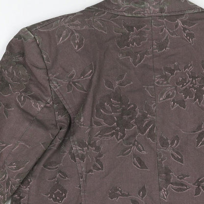 Minuet Womens Brown Floral Jacket Blazer Size 10 Button