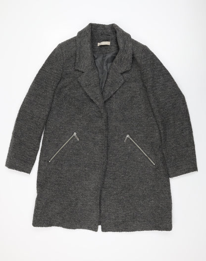 Anthology Womens Grey Overcoat Coat Size 14 Snap