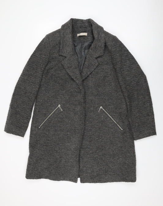 Anthology Womens Grey Overcoat Coat Size 14 Snap