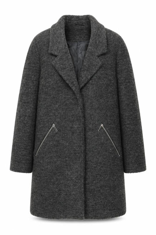 Anthology Womens Grey Overcoat Coat Size 14 Snap