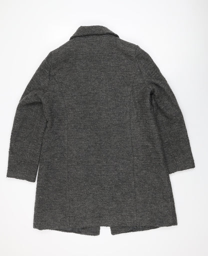 Anthology Womens Grey Overcoat Coat Size 14 Snap