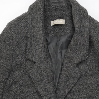 Anthology Womens Grey Overcoat Coat Size 14 Snap