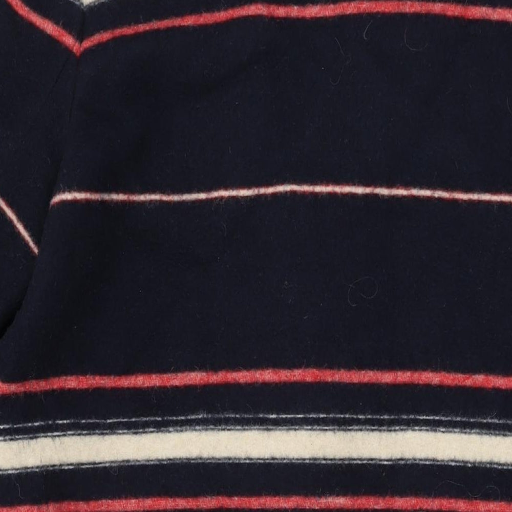 Grace&Oliver Womens Blue Striped Overcoat Coat Size 14 Snap