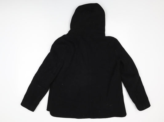 Zara Womens Black Jacket Coat Size M Button