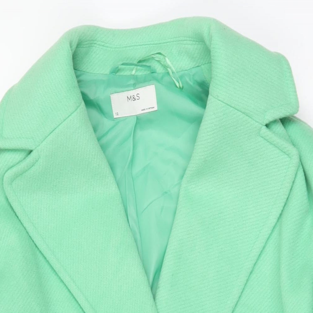 Womens UK Size 12 Marks and Spencer Green Overcoat