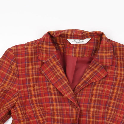 Berkertex Womens Red Plaid Viscose Basic Button-Up Size 10 Collared