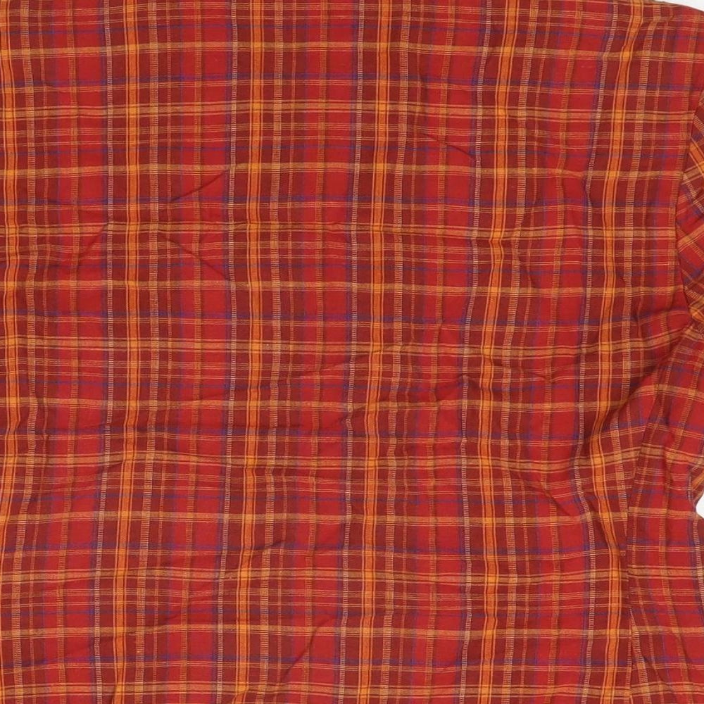 Berkertex Womens Red Plaid Viscose Basic Button-Up Size 10 Collared