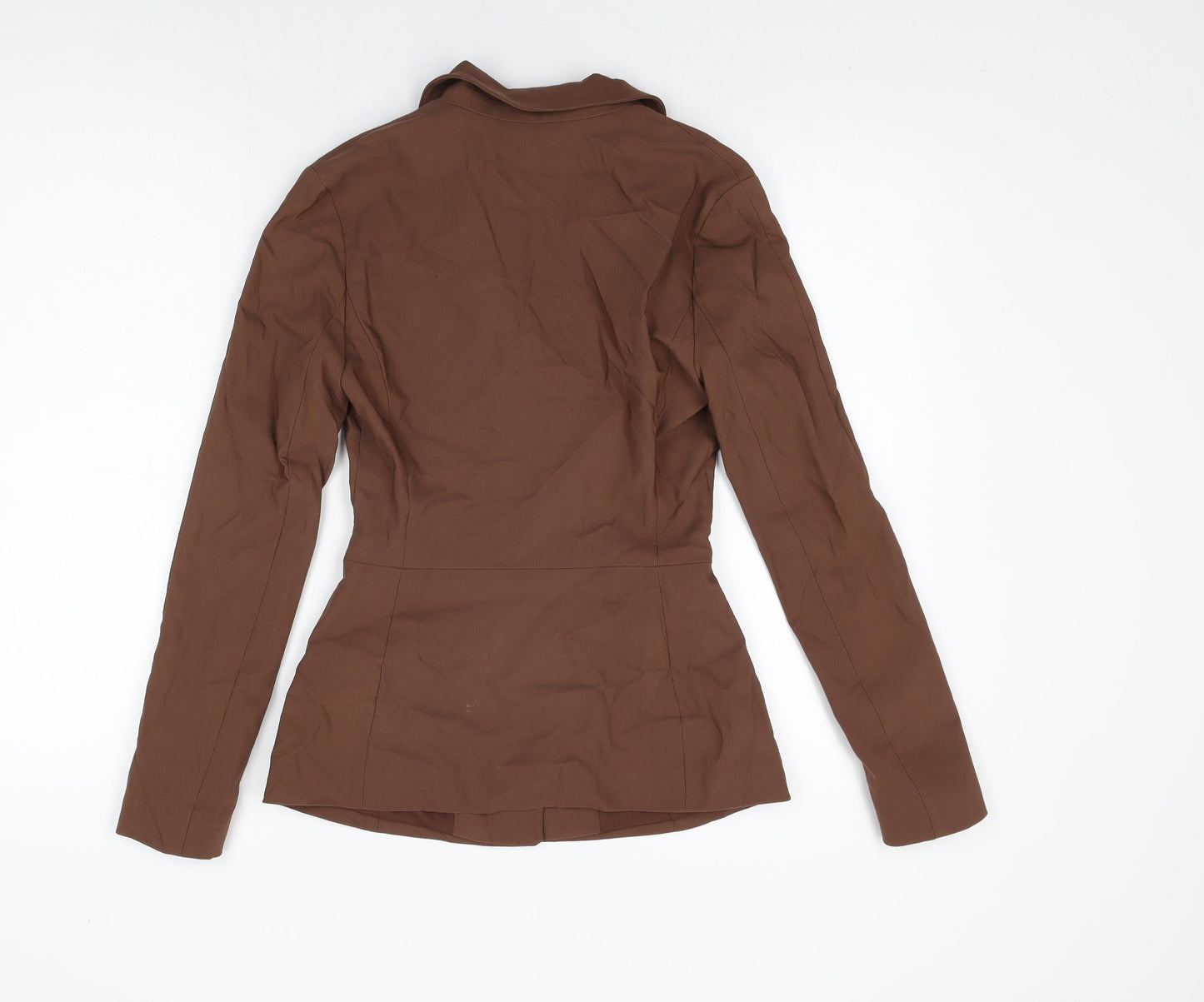 Womens UK Size XS Zara Brown Basic Button-Up