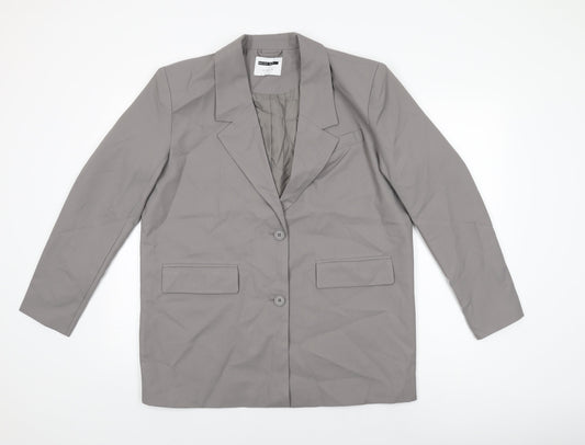Noisy may Womens Grey Jacket Blazer Size M Button