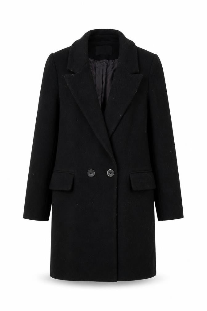 Stradivarius Womens Black Overcoat Coat Size XS Button