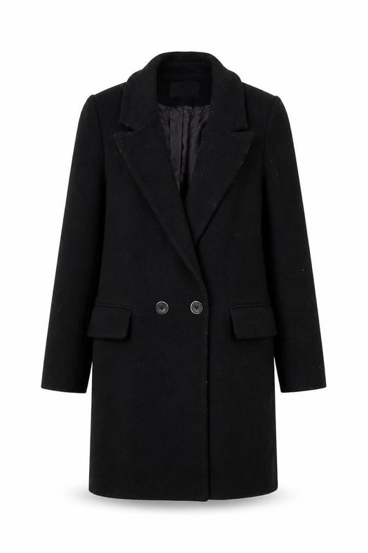 Stradivarius Womens Black Overcoat Coat Size XS Button