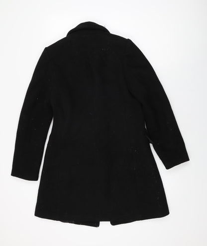 Stradivarius Womens Black Overcoat Coat Size XS Button
