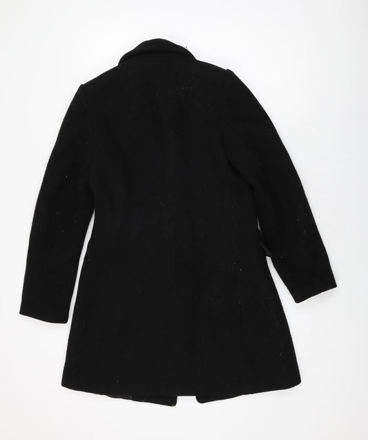Stradivarius Womens Black Overcoat Coat Size XS Button