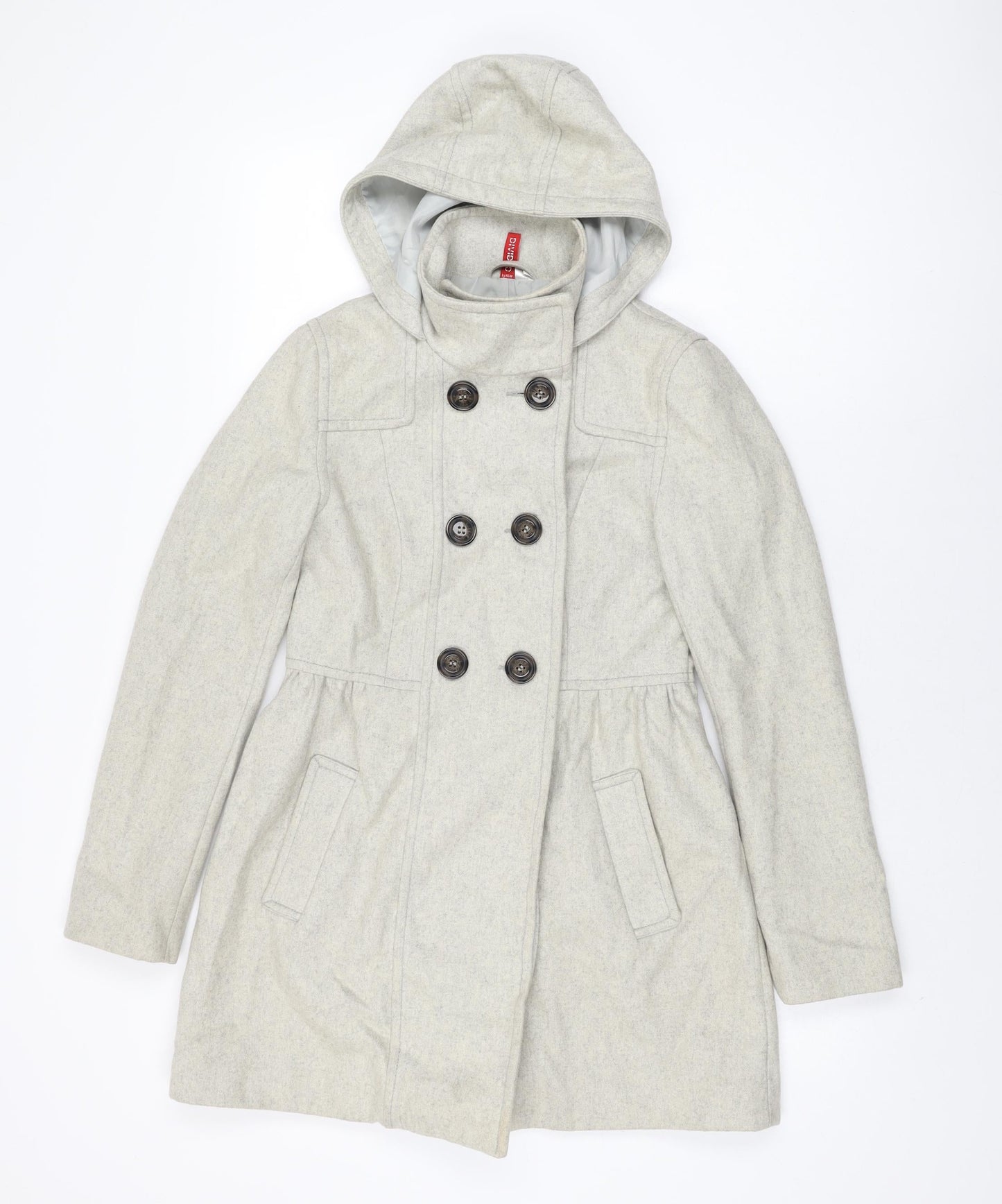 H&M Womens Grey Overcoat Coat Size 8 Button