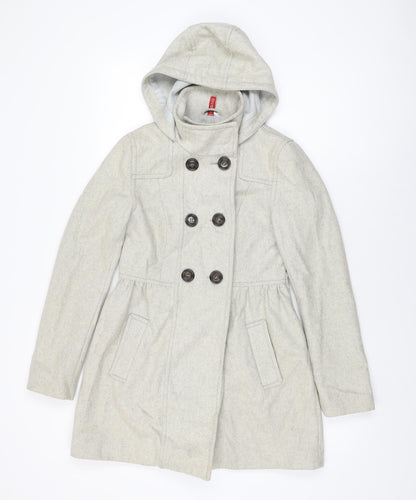 H&M Womens Grey Overcoat Coat Size 8 Button