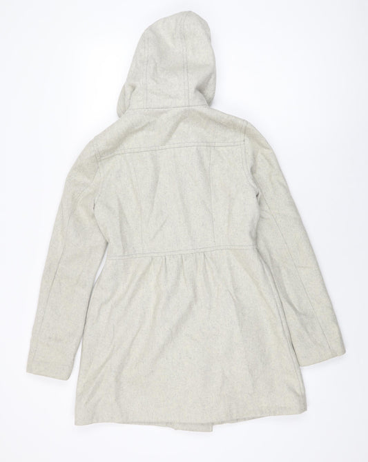 H&M Womens Grey Overcoat Coat Size 8 Button