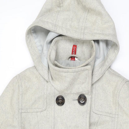 H&M Womens Grey Overcoat Coat Size 8 Button