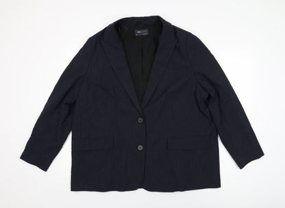 Marks and Spencer Womens Blue Striped Polyester Jacket Suit Jacket Size 20