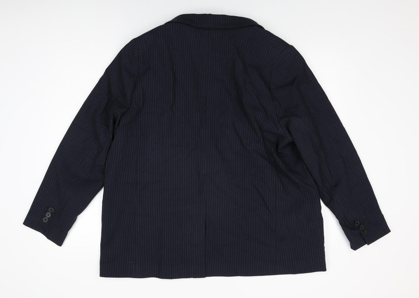 Marks and Spencer Womens Blue Striped Polyester Jacket Suit Jacket Size 20